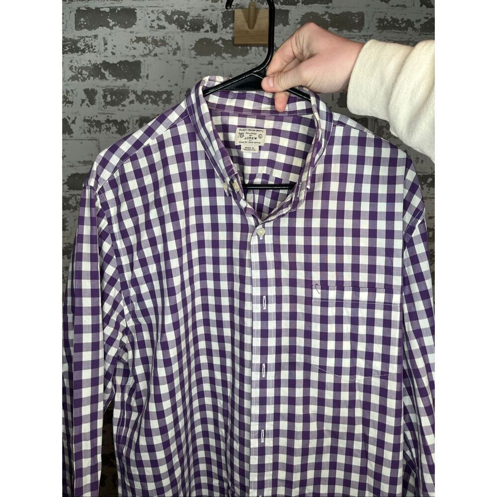 J. Crew | mens purple plaid cotton button down long sleeve